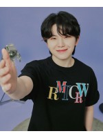 韓國Romantic Crown - [WOOZI Collection] RAINBOW LOGO TEE SHIRT_BLACK